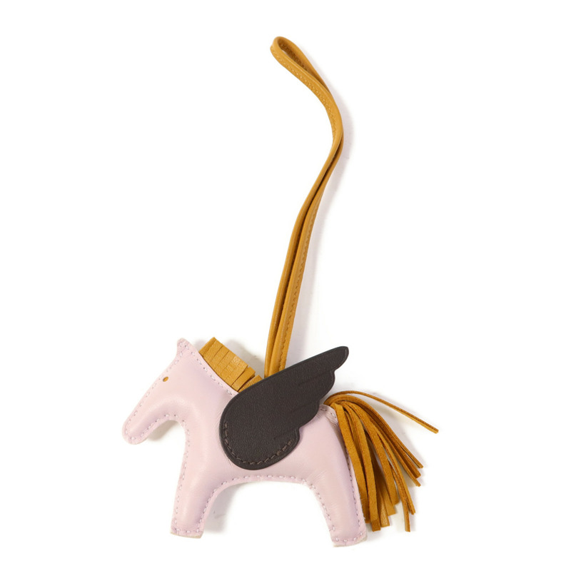 HERMES Milo皮革Rodeo Pegase PM掛飾Mauve Pale-6
