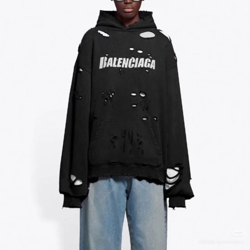 莉亞精品♡Balenciaga 破壞連帽衛衣 尺碼XXS 二手美品-3