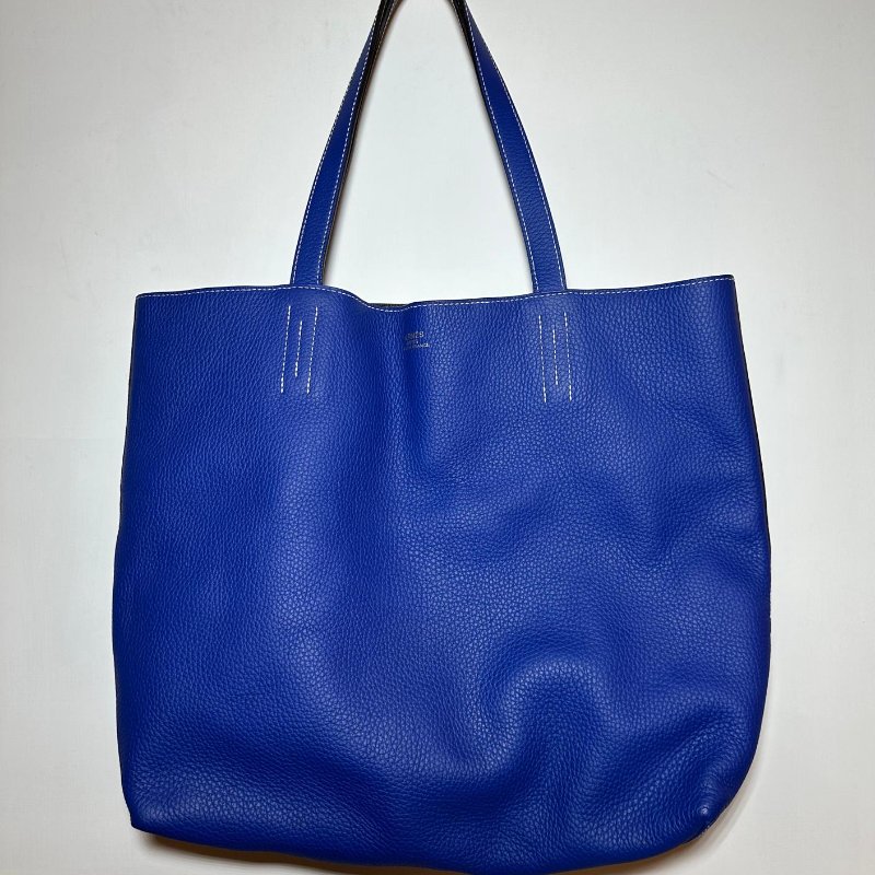 Double Sens 藍色灰色皮革雙面托特包 Graphite-Grey/Electric-Blue Clemence-Bull Calfskin-4