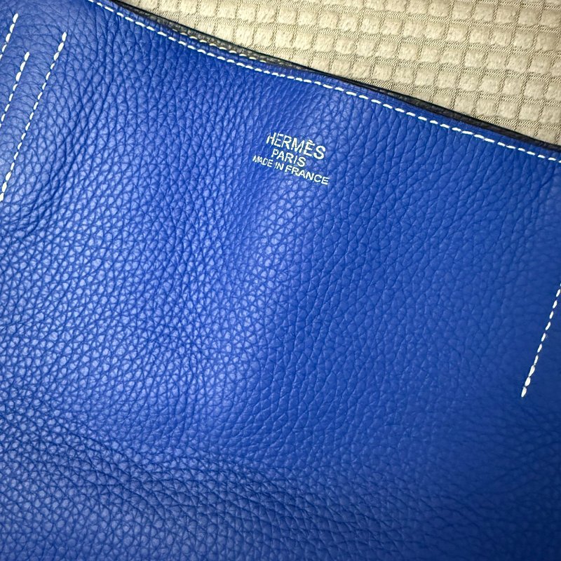 Double Sens 藍色灰色皮革雙面托特包 Graphite-Grey/Electric-Blue Clemence-Bull Calfskin-12