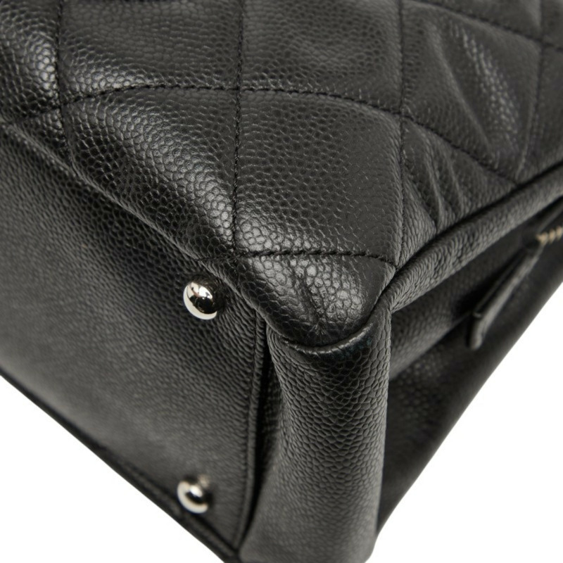 CHANEL 女士 Matelasse Coco Mark 鏈條托特包,黑色魚子醬皮革-4