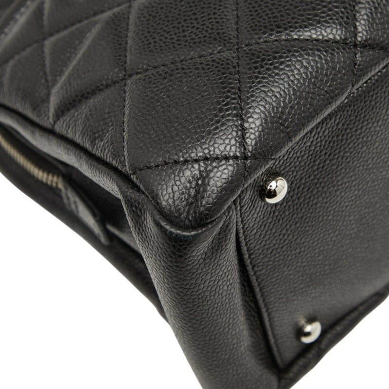 CHANEL 女士 Matelasse Coco Mark 鏈條托特包,黑色魚子醬皮革-6