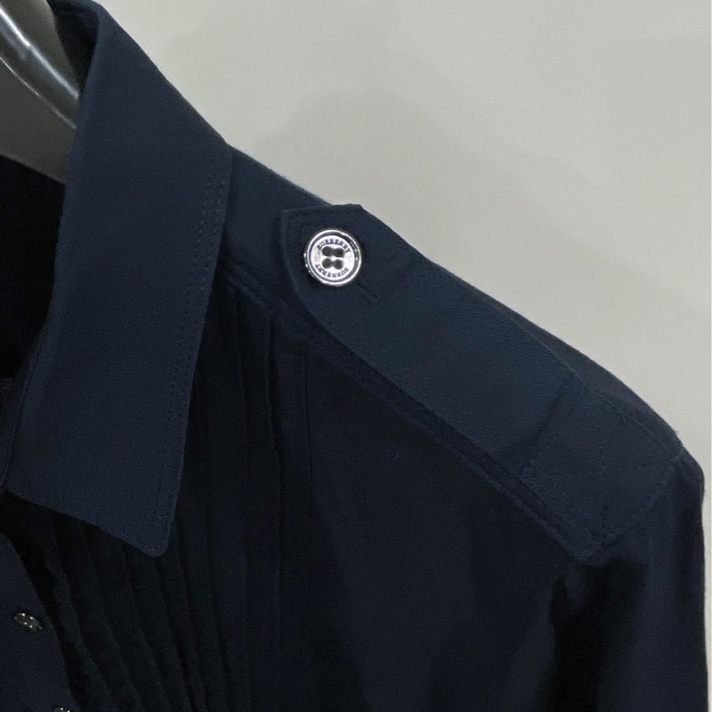 Burberry 倫敦 深藍肩扣打摺長版上衣-2