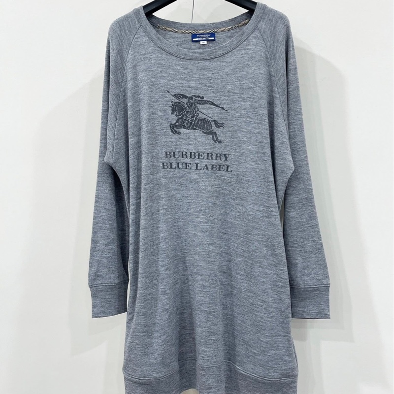 Burberry 藍標 大戰馬字母寬版混毛洋裝-0