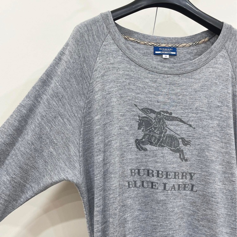 Burberry 藍標 大戰馬字母寬版混毛洋裝-4