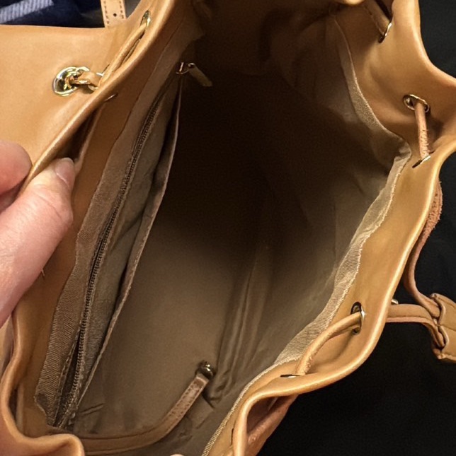 CHANEL 薩爾茨堡雙肩包中號焦糖色羊皮22開銀扣肩背包-6