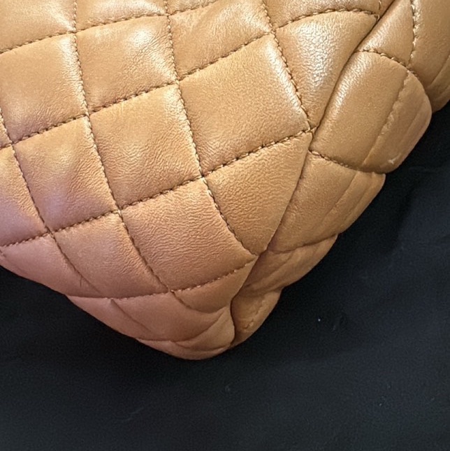 CHANEL 薩爾茨堡雙肩包中號焦糖色羊皮22開銀扣肩背包-9