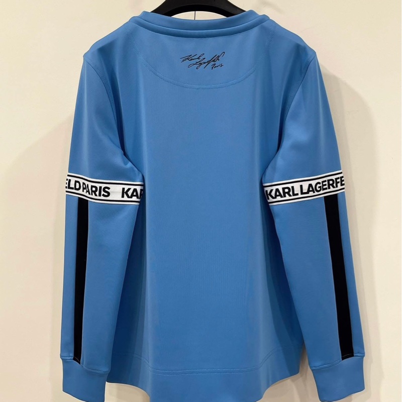 老佛爺 KARL LAGERFELD 圓領字母織帶長袖上衣-2