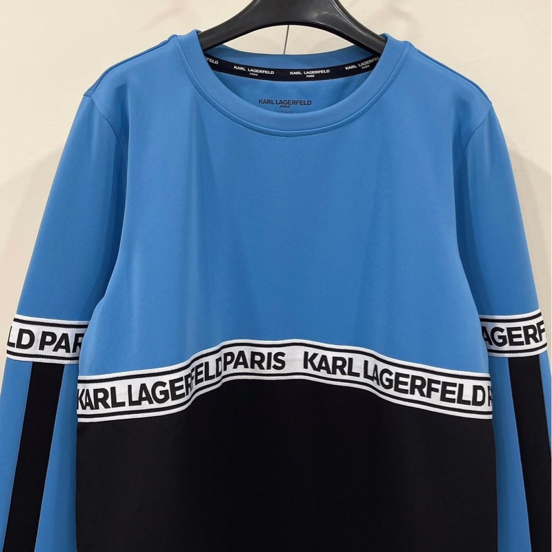 老佛爺 KARL LAGERFELD 圓領字母織帶長袖上衣-3