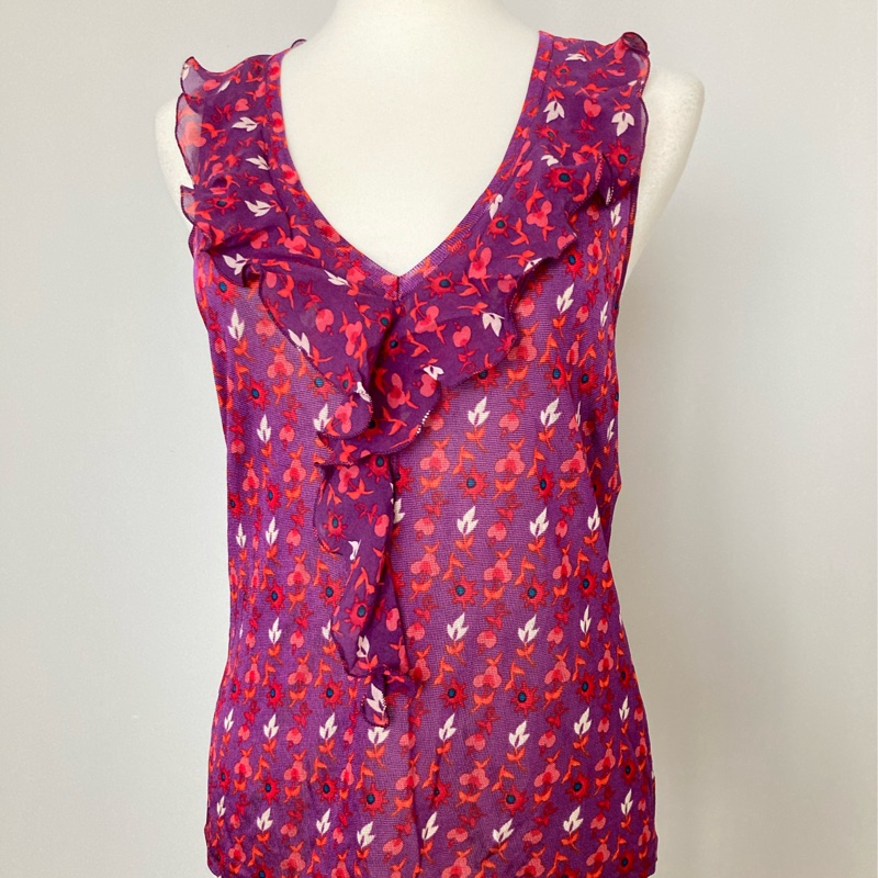 近新Dior迪奧亮眼針織荷葉領背心上衣38/適合S~M-0