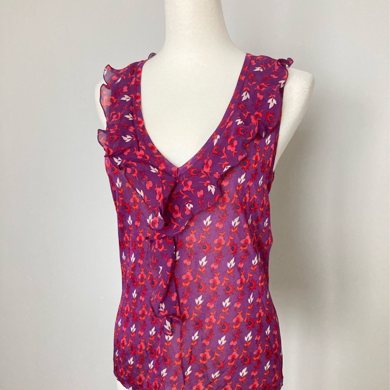 近新Dior迪奧亮眼針織荷葉領背心上衣38/適合S~M-3