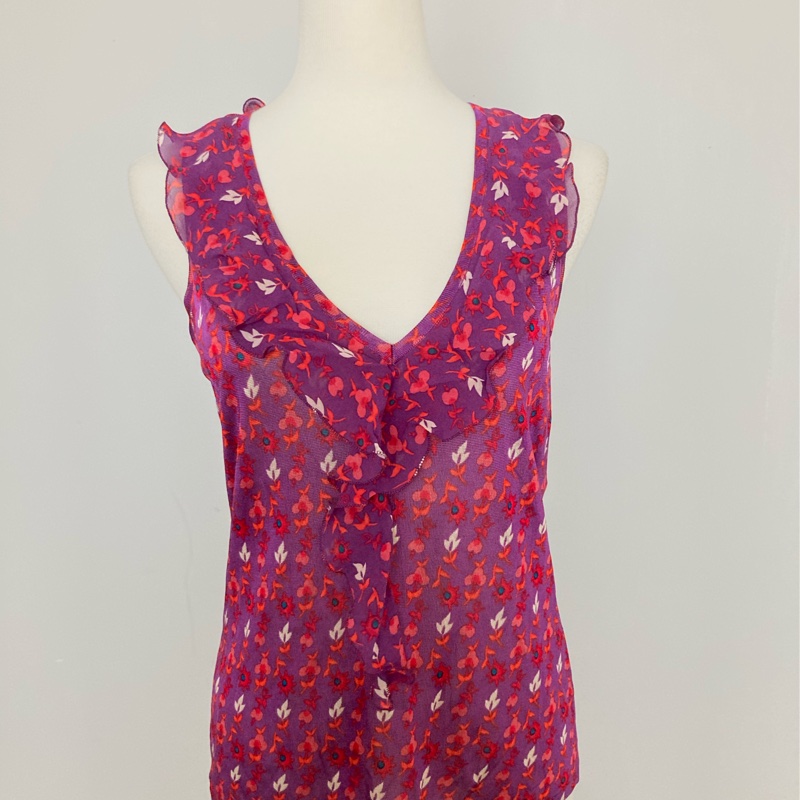 近新Dior迪奧亮眼針織荷葉領背心上衣38/適合S~M-4