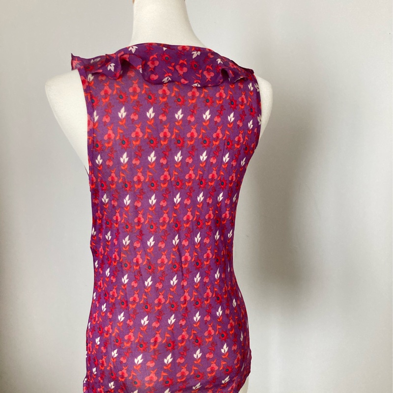 近新Dior迪奧亮眼針織荷葉領背心上衣38/適合S~M-5