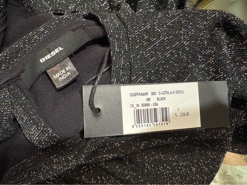 義大利Diesel鐵灰色銀蔥針織長袖洋裝S號適合S~M-7