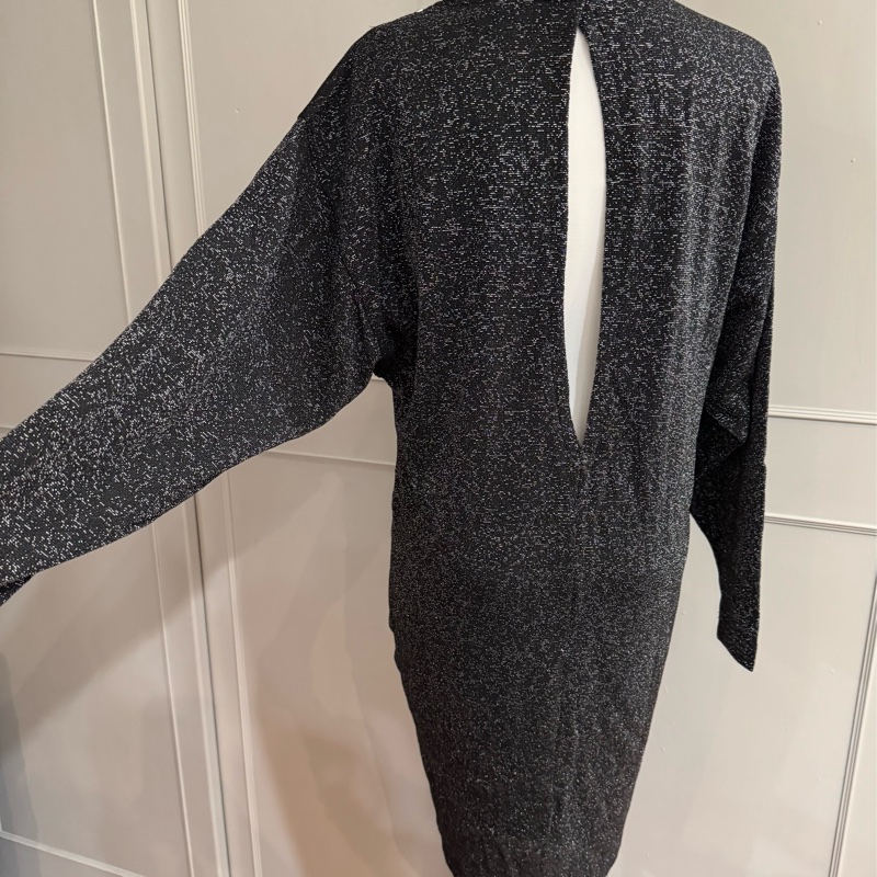 義大利Diesel鐵灰色銀蔥針織長袖洋裝S號適合S~M-8