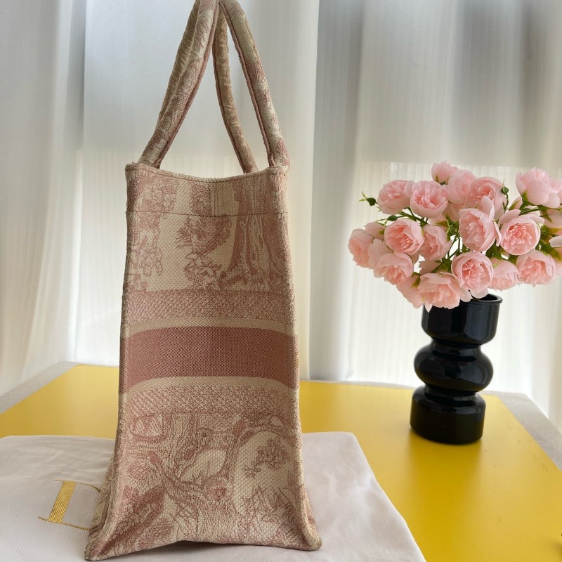DIOR BOOK TOTE 中號 粉色刺綉帆布手提包托特包-2