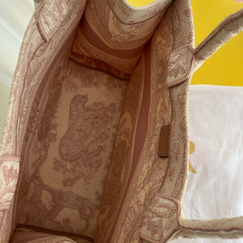 DIOR BOOK TOTE 中號 粉色刺綉帆布手提包托特包-9