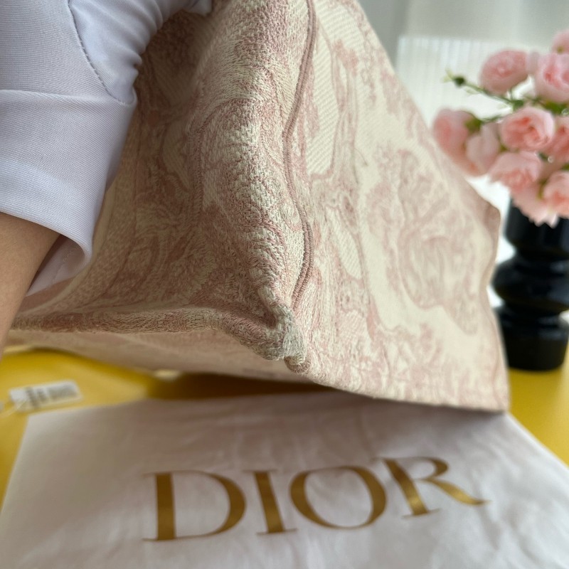 DIOR BOOK TOTE 中號 粉色刺綉帆布手提包托特包-16