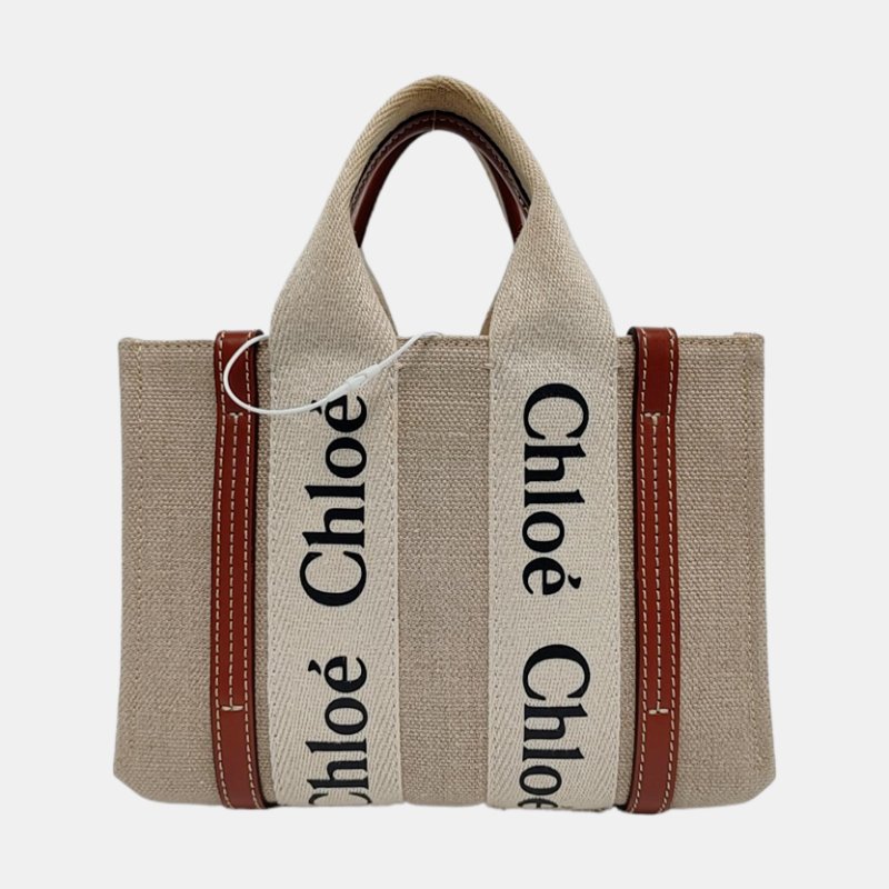 Chloé Woody 迷你 米色織物斜背包手提包肩背包-4