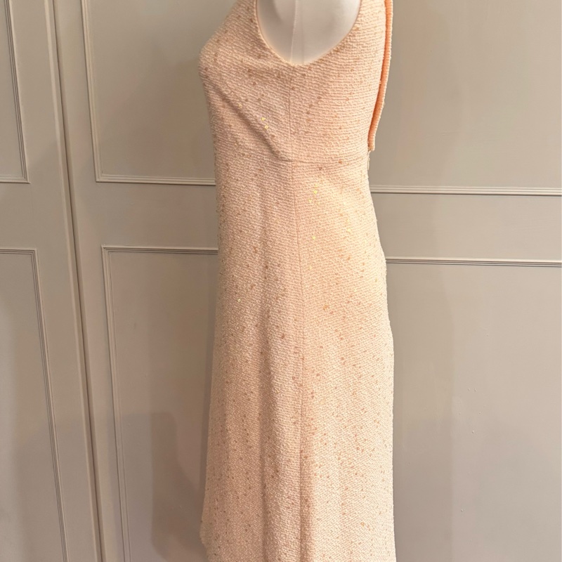 正品CHANEL香奈兒蜜桃色呢喃料背心洋裝36/XS~S-5