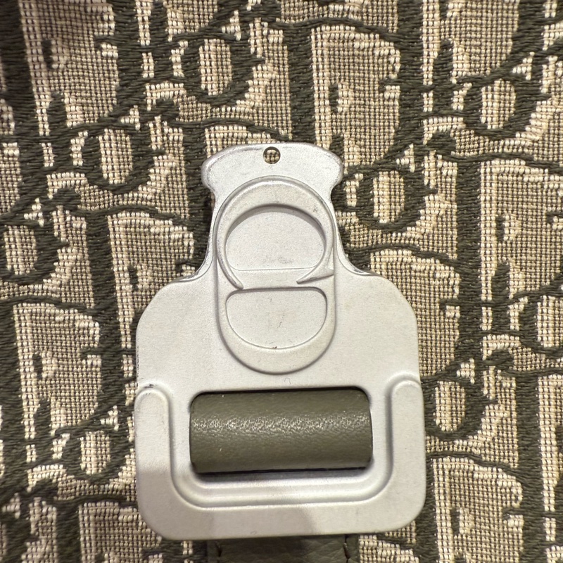 Dior Saddle 皮革馬鞍設計綠色老花側背包/郵差包-4