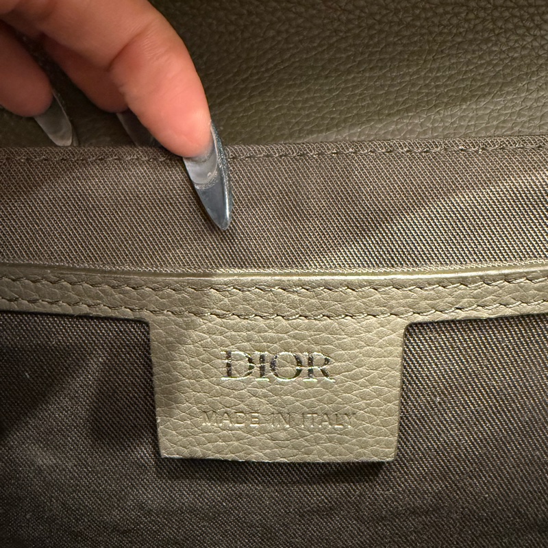 Dior Saddle 皮革馬鞍設計綠色老花側背包/郵差包-5