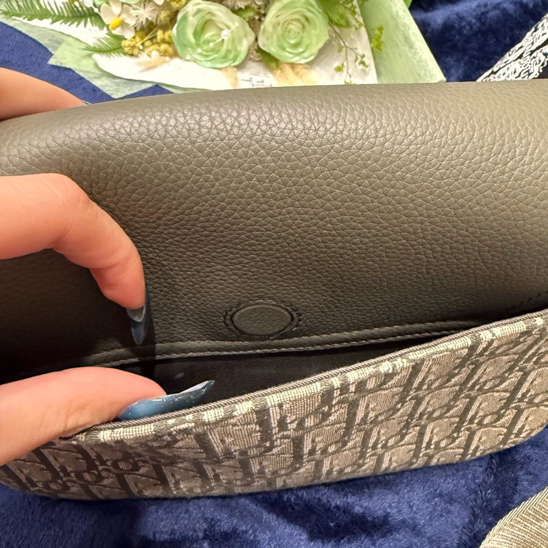 Dior Saddle 皮革馬鞍設計綠色老花側背包/郵差包-12