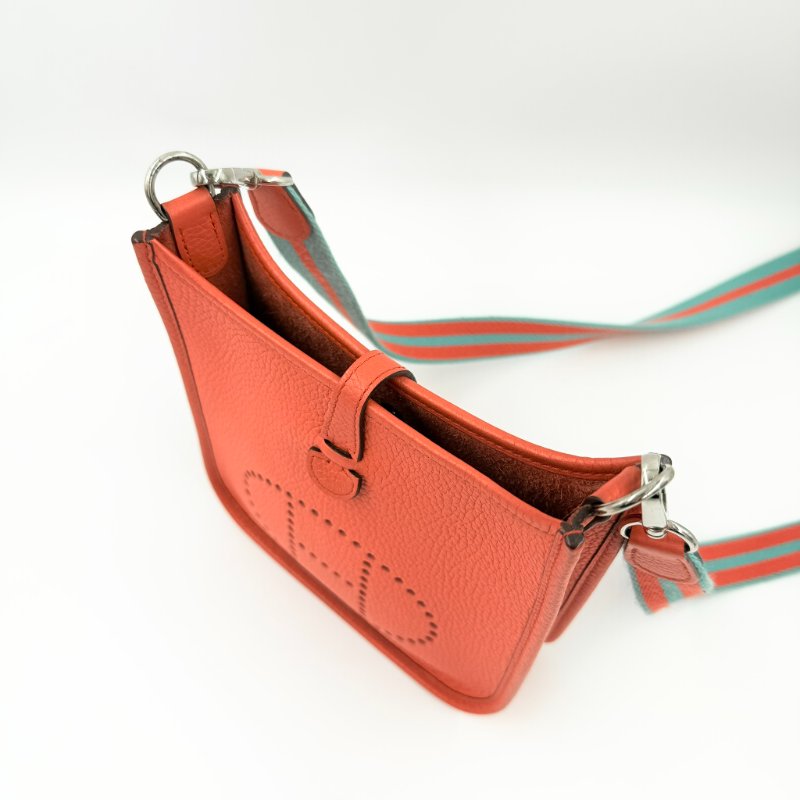 Hermes - 9T火焰橘TC銀釦╻Mini Evelyne 斜背包-7