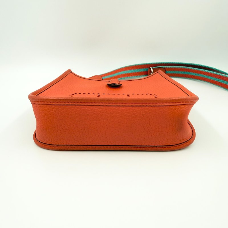 Hermes - 9T火焰橘TC銀釦╻Mini Evelyne 斜背包-8