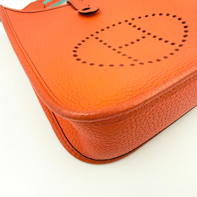 Hermes - 9T火焰橘TC銀釦╻Mini Evelyne 斜背包-9