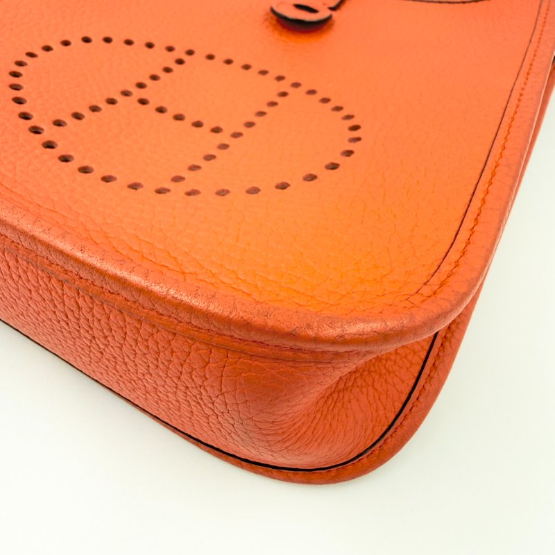 Hermes - 9T火焰橘TC銀釦╻Mini Evelyne 斜背包-10