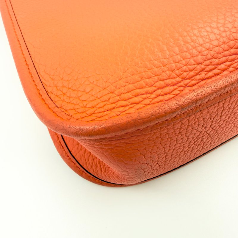 Hermes - 9T火焰橘TC銀釦╻Mini Evelyne 斜背包-11