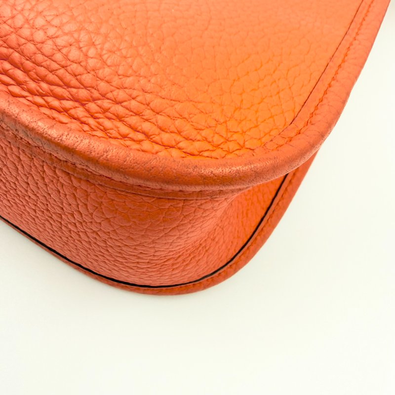 Hermes - 9T火焰橘TC銀釦╻Mini Evelyne 斜背包-12