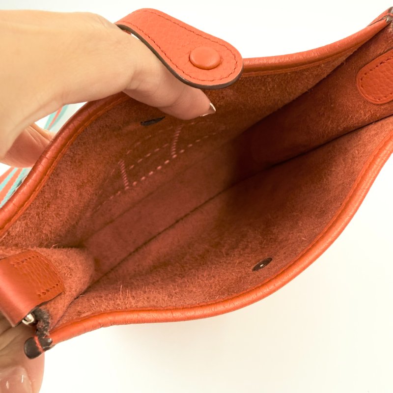 Hermes - 9T火焰橘TC銀釦╻Mini Evelyne 斜背包-15