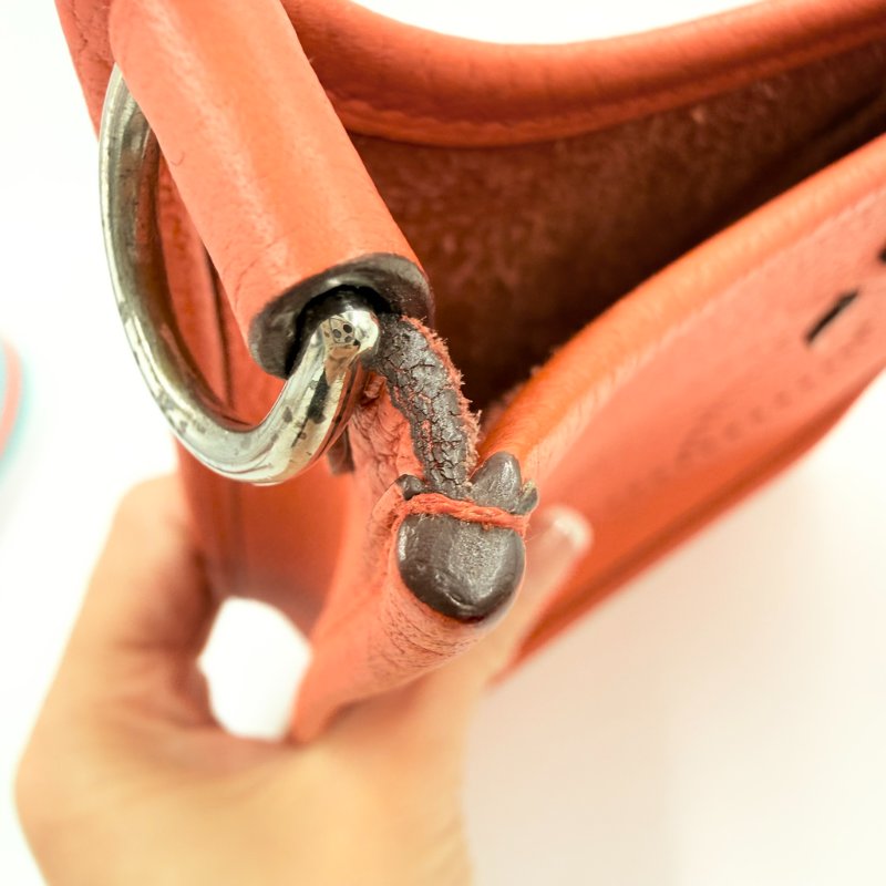 Hermes - 9T火焰橘TC銀釦╻Mini Evelyne 斜背包-25