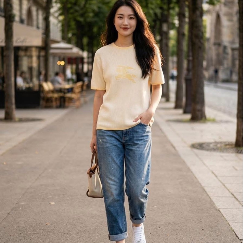 Burberry 倫敦 大戰馬坑條針織上衣 黃-9