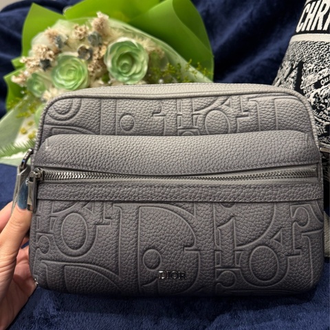 Dior rider 2.0 zipped messenger bag logo滿版壓花漸層灰斜背包