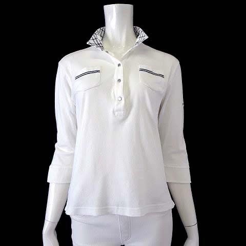 Burberry GOLF 格紋領白色棉質Polo 衫-0