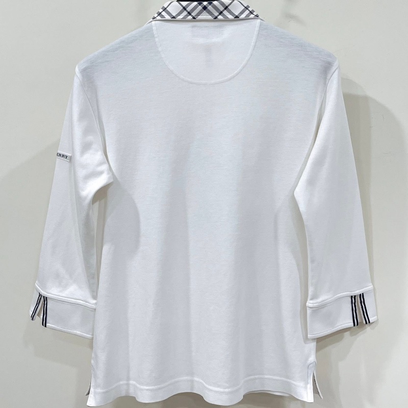 Burberry GOLF 格紋領白色棉質Polo 衫-3