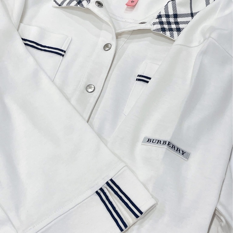 Burberry GOLF 格紋領白色棉質Polo 衫-6