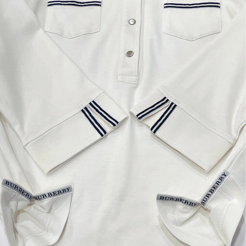 Burberry GOLF 格紋領白色棉質Polo 衫-7