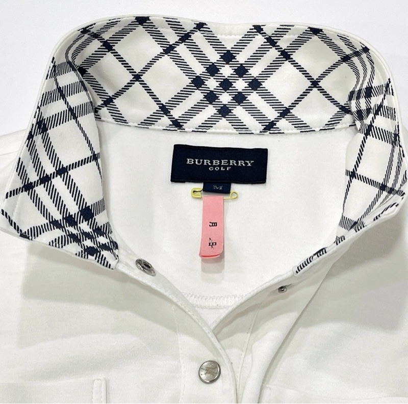Burberry GOLF 格紋領白色棉質Polo 衫-8