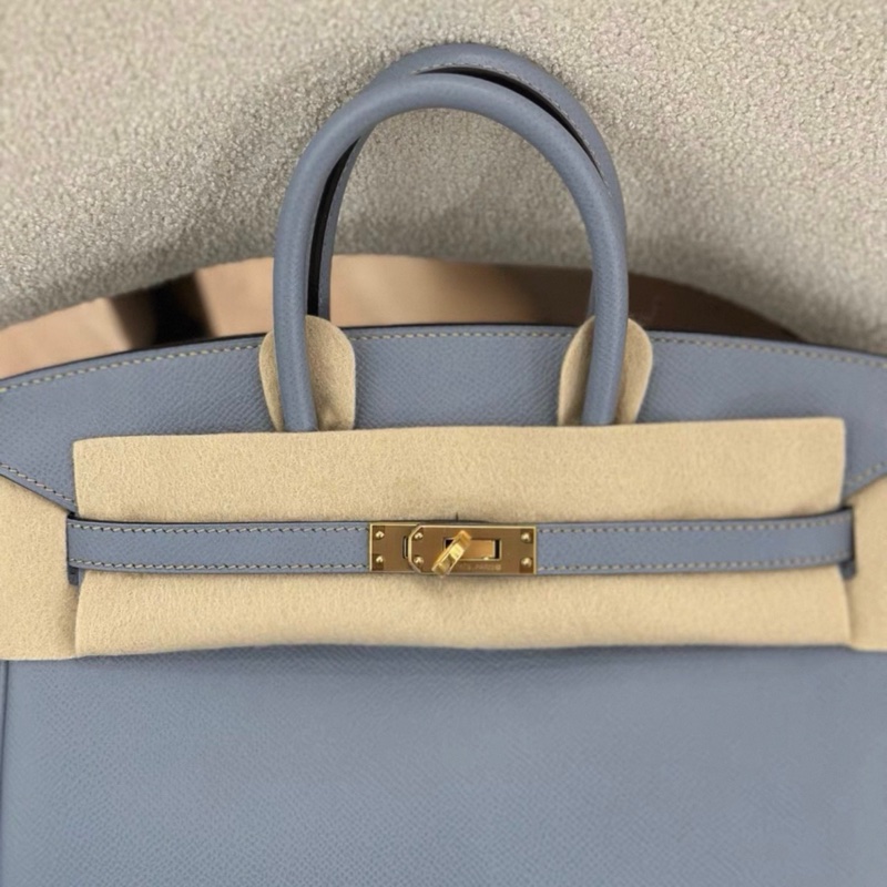 Hermes愛馬仕 Birkin25 J7亞麻藍 金扣 epsom皮 P刻 閒置未使用-3
