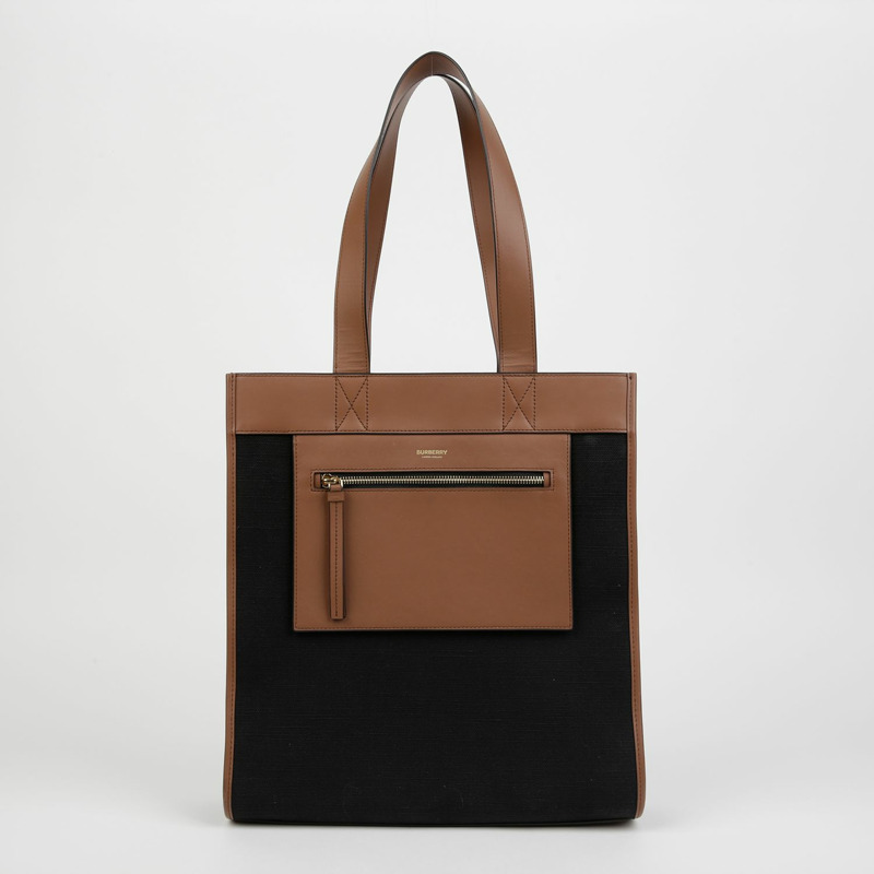 BURBERRY 黃麻手提袋 8093453-1