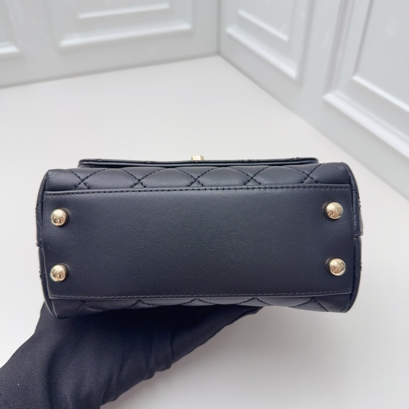 98新Chanel香奈兒Cocohandle mini 黑金彩虹手柄單肩手提包-3