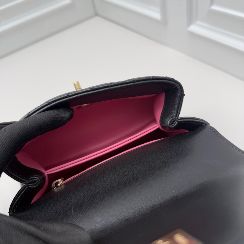 98新Chanel香奈兒Cocohandle mini 黑金彩虹手柄單肩手提包-10