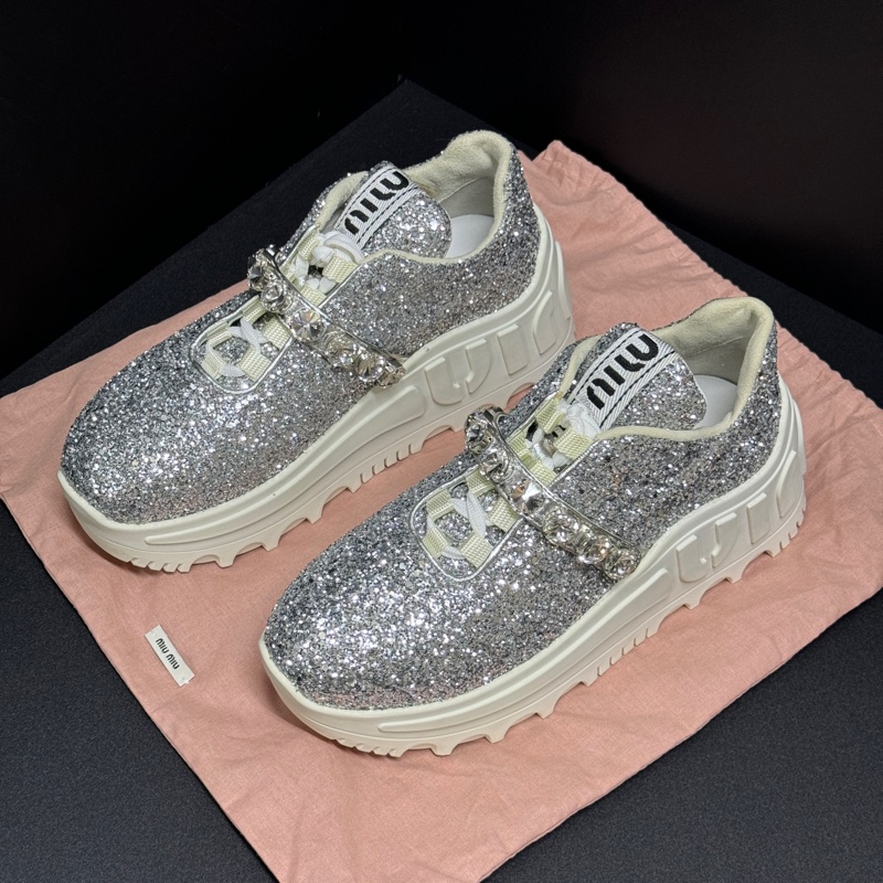 （全新品🎁） Miu Miu 專櫃最新 明星同款 閃片布運動鞋 專櫃38000！-3