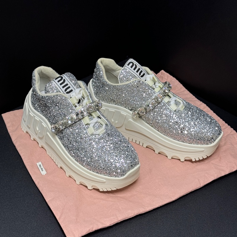 （全新品🎁） Miu Miu 專櫃最新 明星同款 閃片布運動鞋 專櫃38000！-4