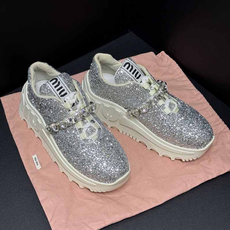 （全新品🎁） Miu Miu 專櫃最新 明星同款 閃片布運動鞋 專櫃38000！-5