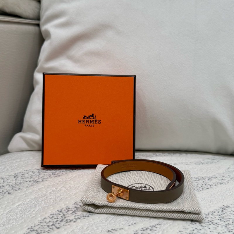 HERMES Mini Kelly Double Tour手環 大象灰-1